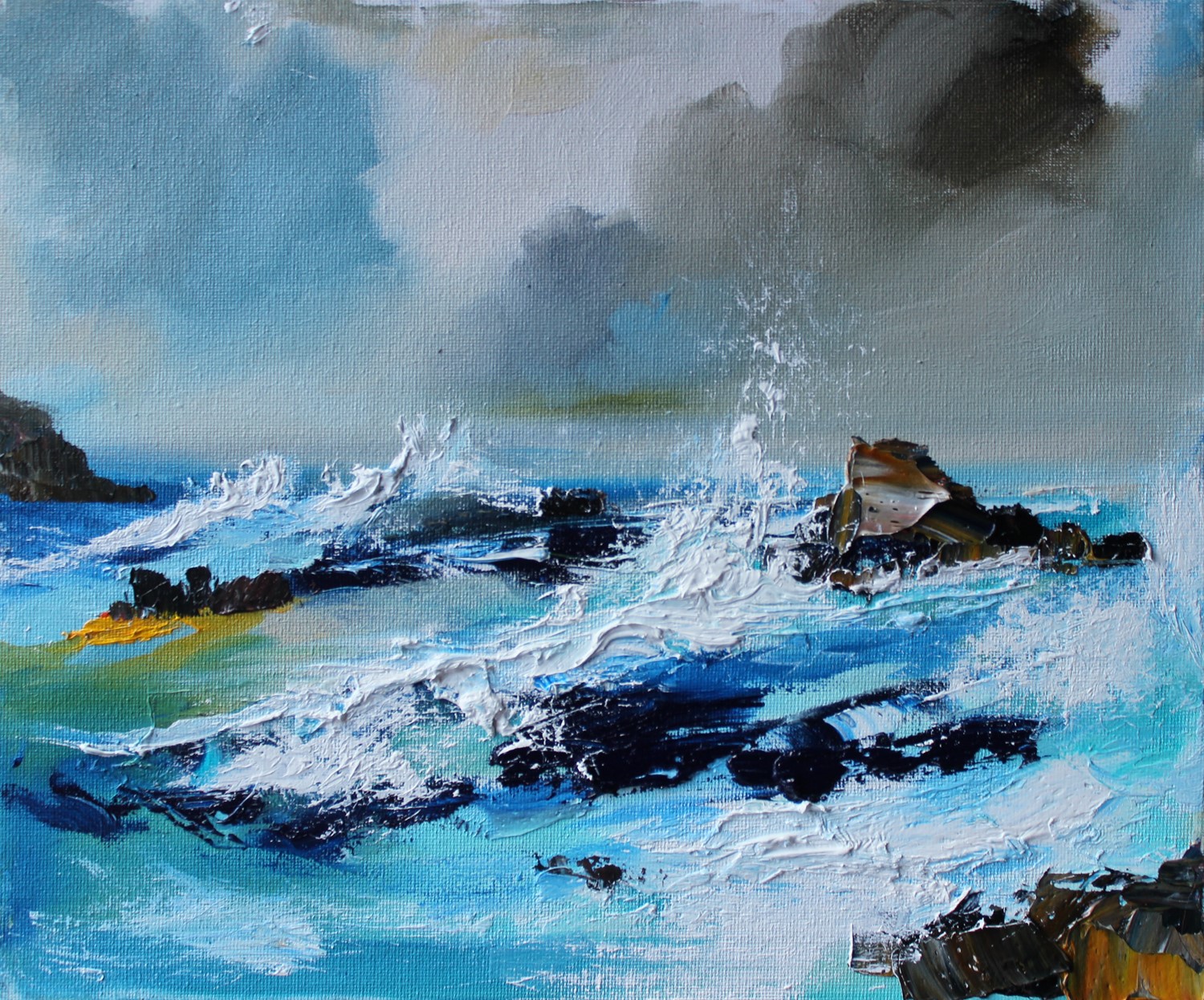 'Waves Crashing across the Rocks ' by artist Rosanne Barr